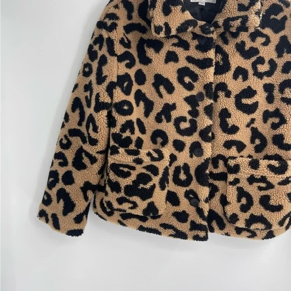 APPARIS anthropologie Animal Print Leopard cheetah Faux Fleece Teddy Jacket xs - Picture 3 of 13